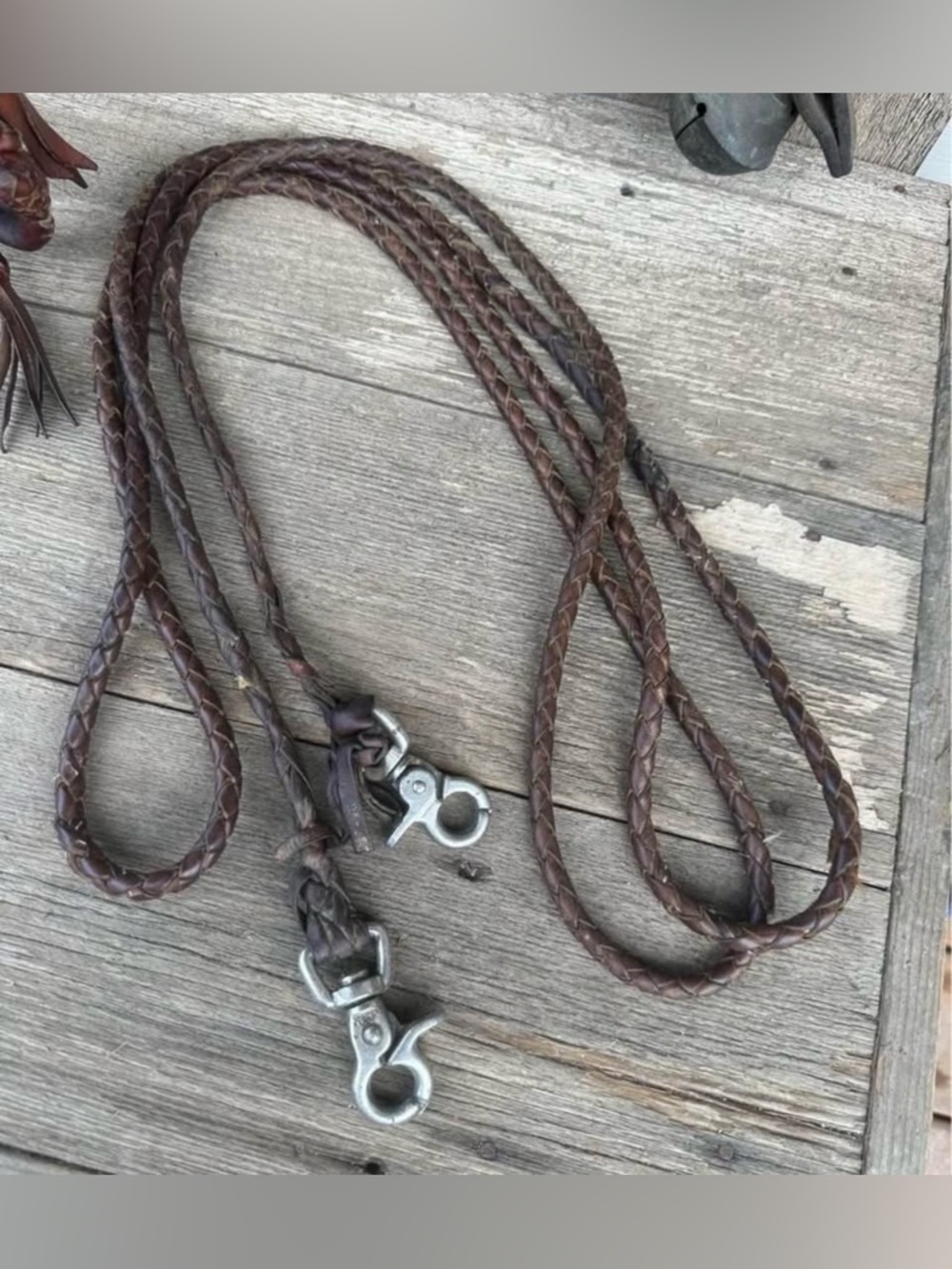 Horse Tack - Hand braided leather headstall with matching split reins - Picture 4 of 9